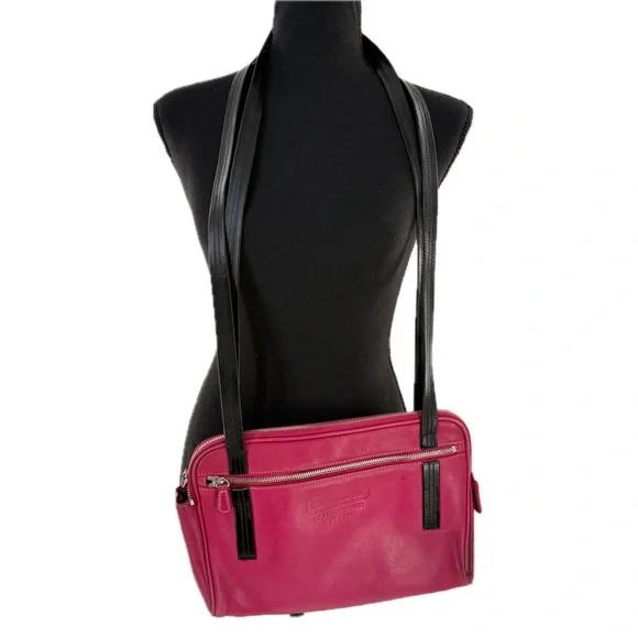 Coach Leatherware Berry & Black Leather Messenger Travel Bag Style 5068 Vintage - Picture 17 of 17